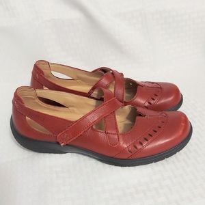 Hotter Lulu Red Leather Shoes Maryjane Double Stra